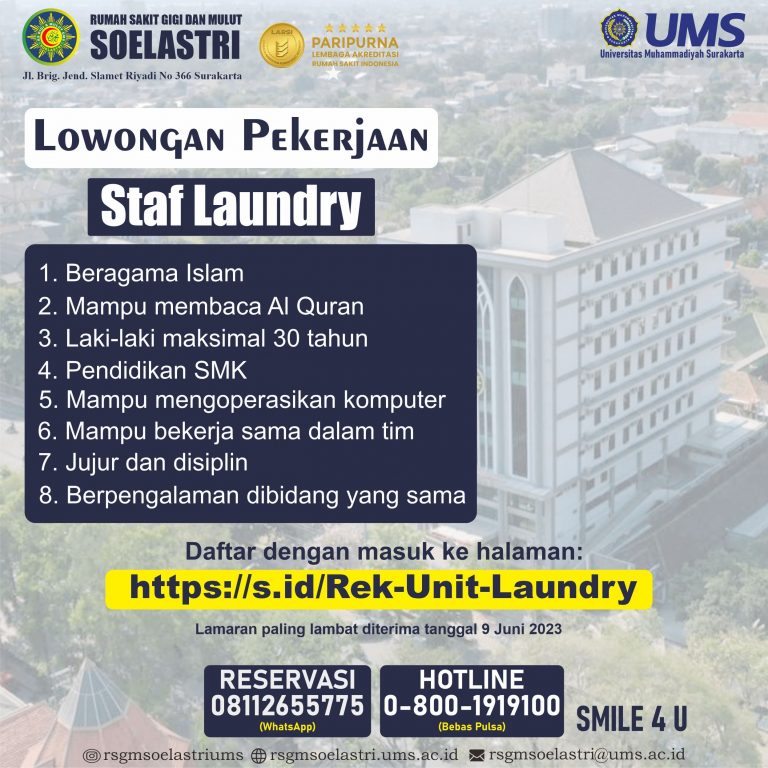 Read more about the article Rekrutmen Unit Laundry RSGM Soelastri – 2023