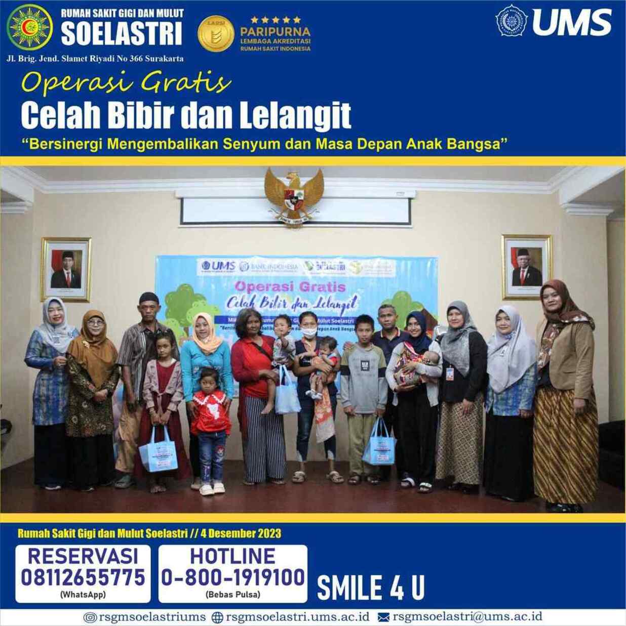 Read more about the article RSGM Soelastri Gelar Operasi Gratis Celah Bibir dan Lelangit