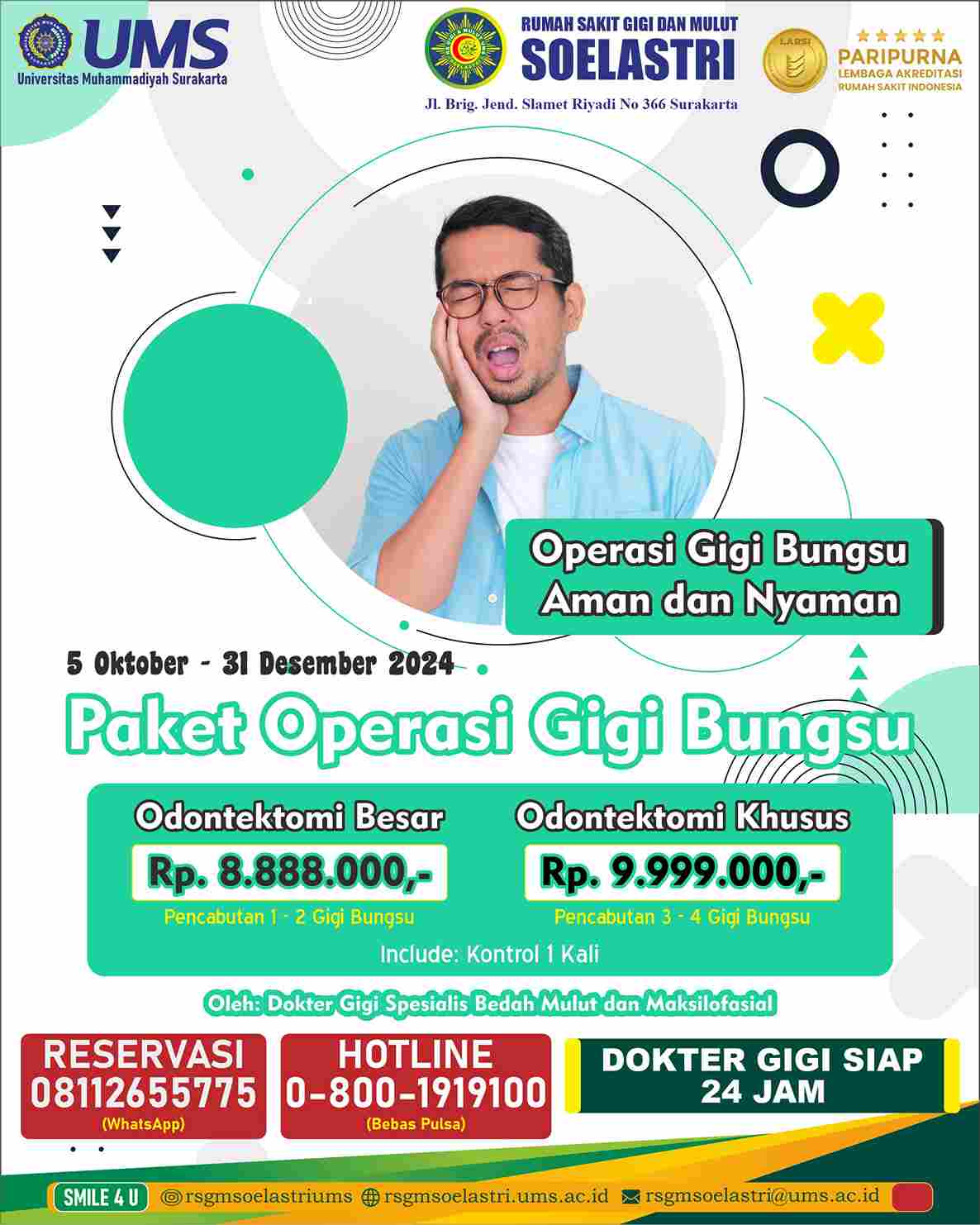 Read more about the article Operasi Gigi Bungsu Aman dan Nyaman bersama Rumah Sakit Gigi dan Mulut Soelastri