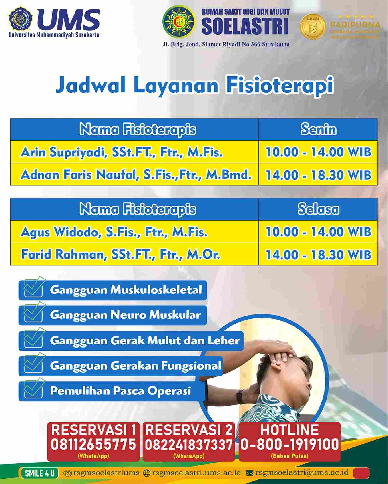 Read more about the article Jadwal Layanan Fisioterapi