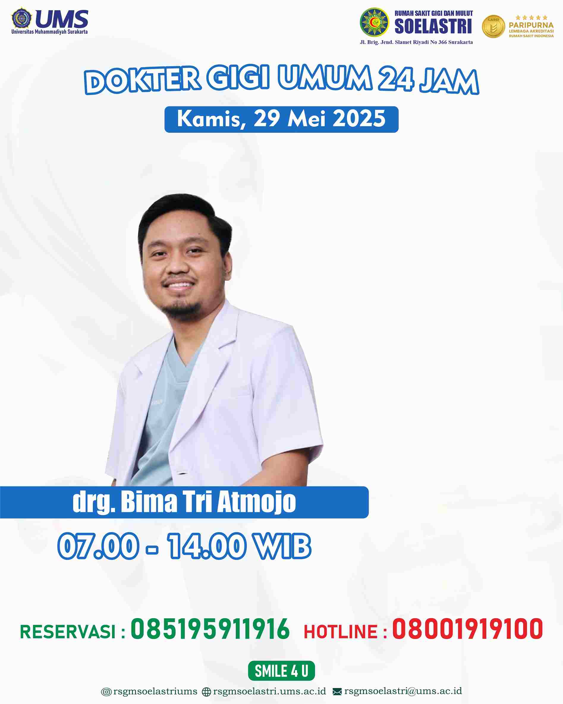 Read more about the article Dokter Gigi Umum 24 Jam Rumah Sakit Gigi dan Mulut Soelastri