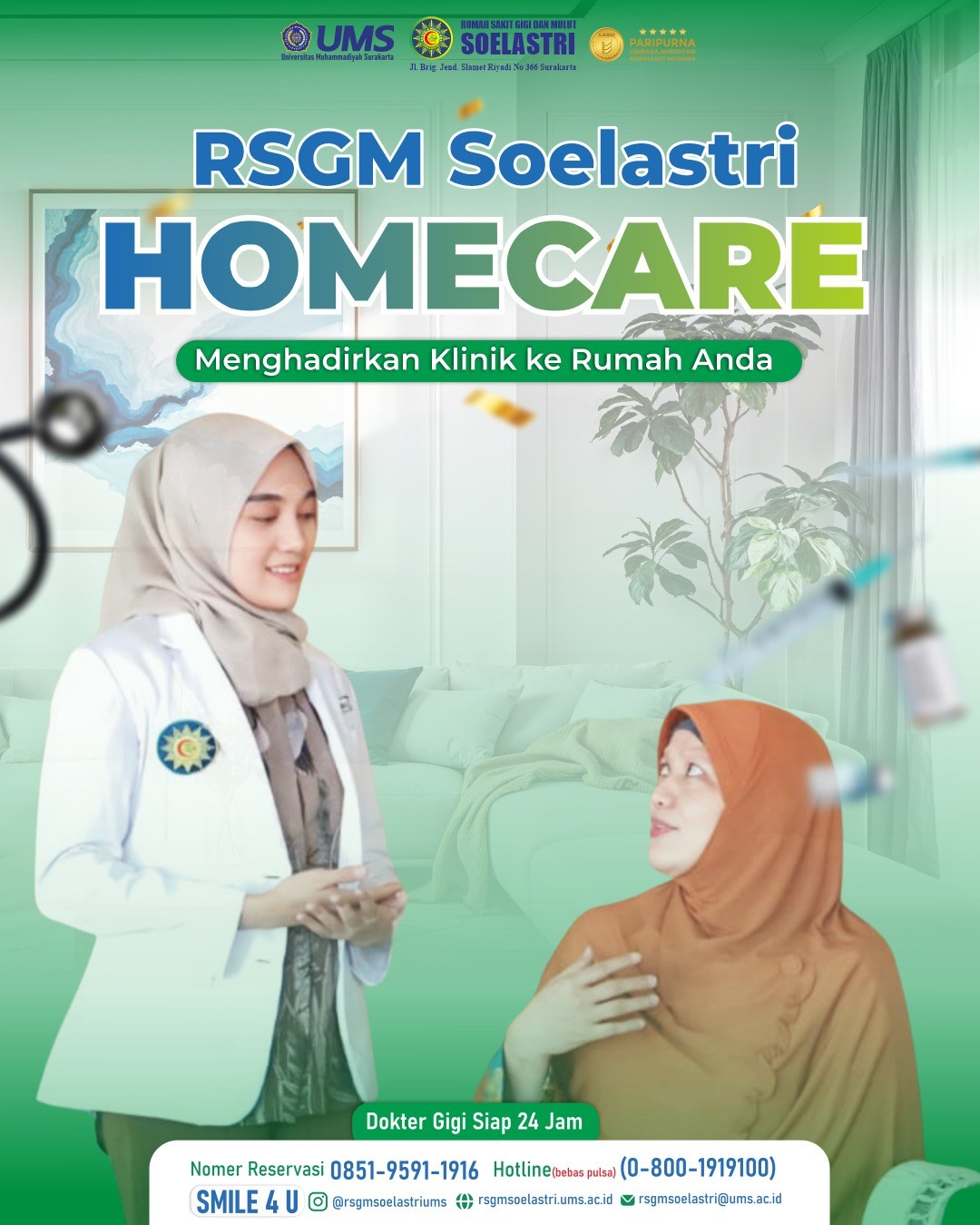 Read more about the article Layanan Homecare Kembali Hadir di RSGM Soelastri